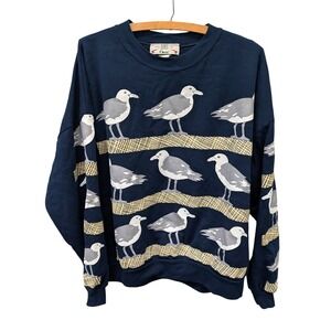 Vintage Orvis Seagull Graphic Sweatshirt Navy Blue Crewneck Nautical- Men's XL